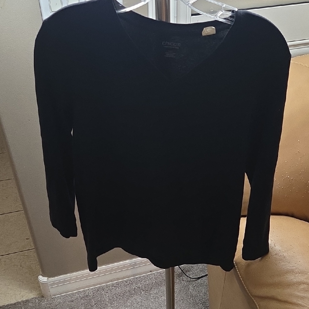 Chico's Black V-Neck Women's Top